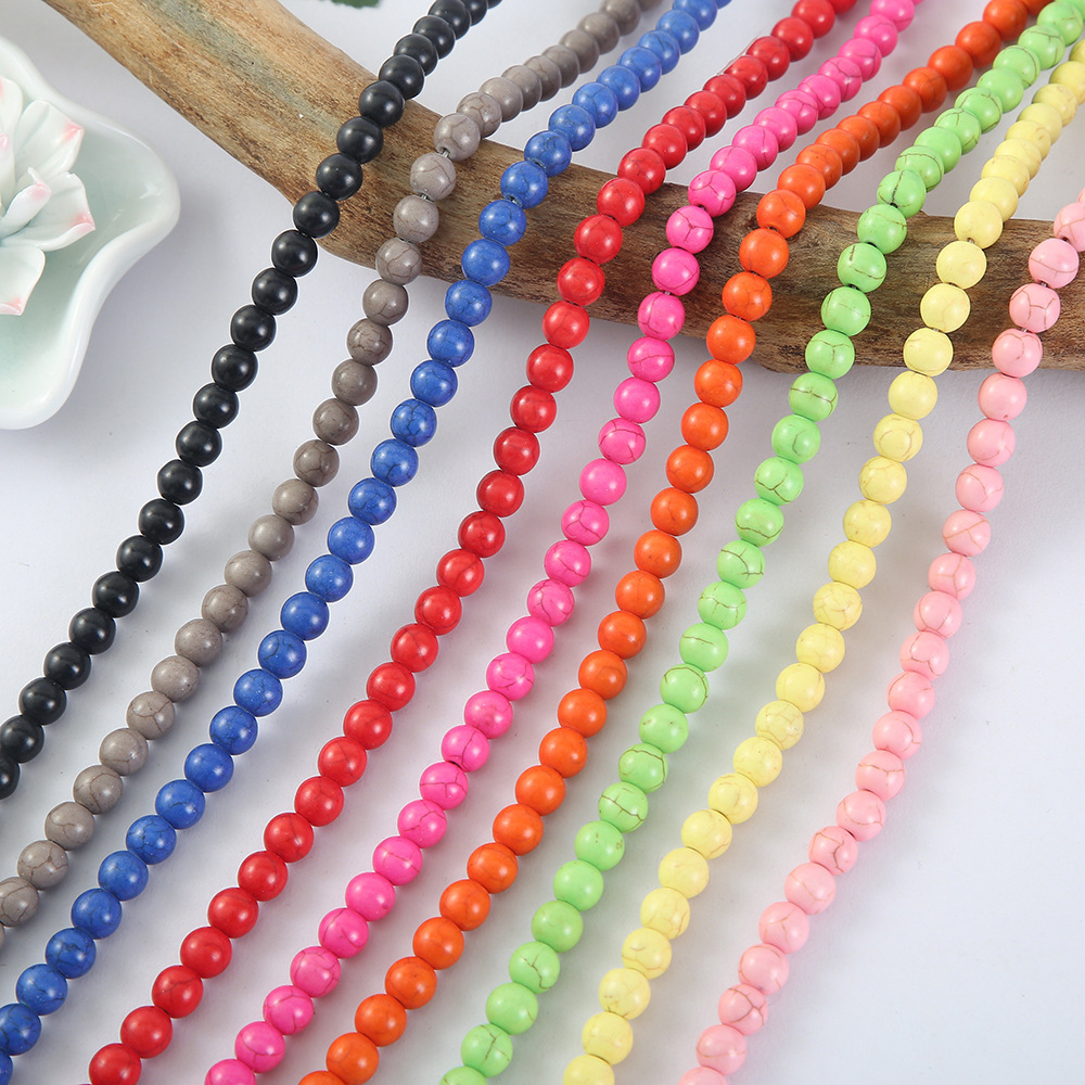Spot Synthetic Turquoise Diy Turquoise Loose Beads Jewelry Accessories Artificial Turquoise Round Beads Wholesale details Picture