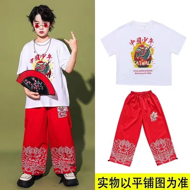 National trend children's Chinese-style performance costumes, class uniforms for the opening ceremony of the primary school sports meeting, national trend cheerleading performance costumes for autumn Specification image
