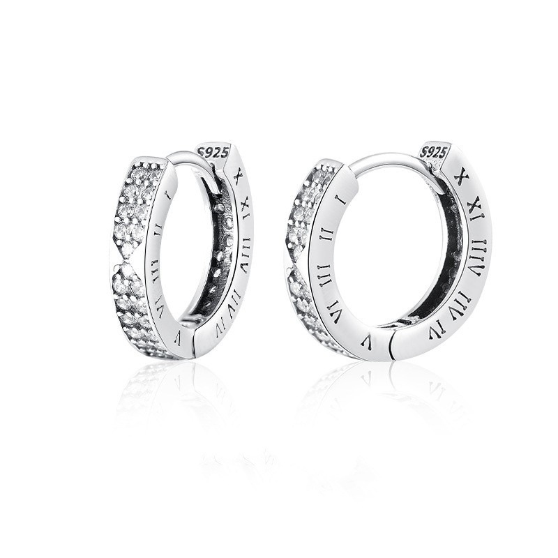 925 قرط روما الرقمي المغطى بالفضة Item Picture