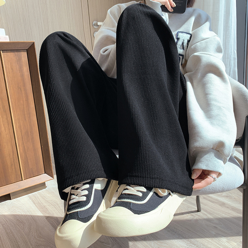 Corduroy Wide Leg Pants Women's Autumn Winter High Waisted European Cotton Velvet Loose Slimming And Velvet Straight Leg Casual Mopping Pants details Picture