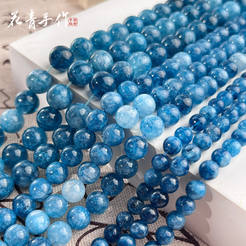6-10mm莫奈花园蓝色水晶散珠diy原创水晶手串礼物闺蜜朋友手链