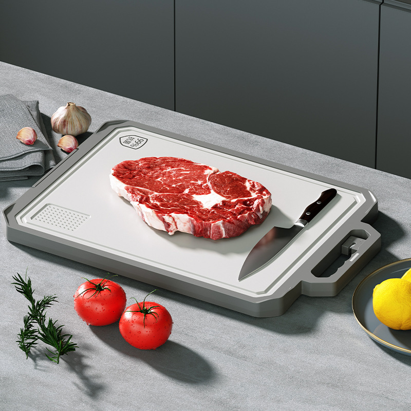 304不锈钢切菜板食品级厨房抗菌磨刀砧加大号菜板包饺子塑料案板图