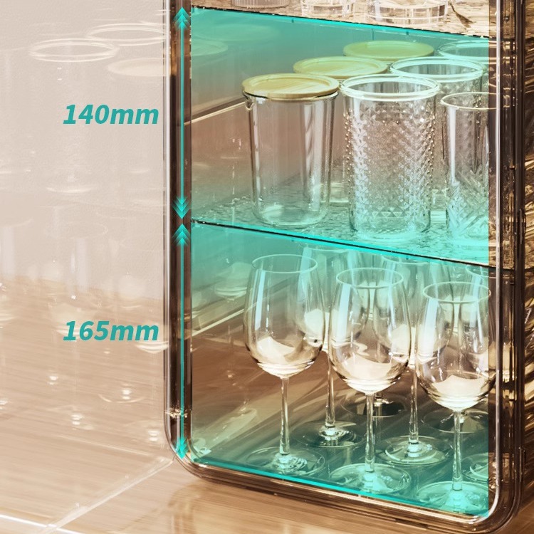 Cup storage rack for water cups, coffee cups, tea cups, glass cups and tea sets, dust-proof and water-draining storage box Application Scenario
