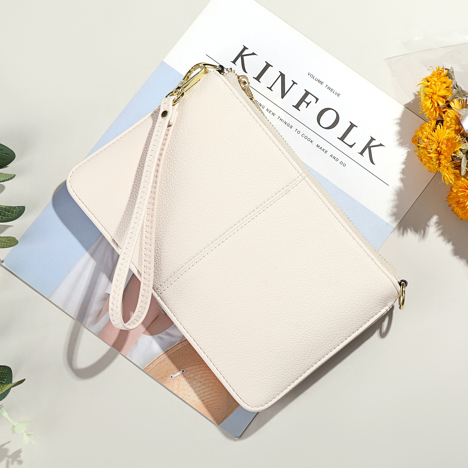 女士手拿包2023新款欧美简约休闲单肩斜挎包PU手机包现货一件代发产品图