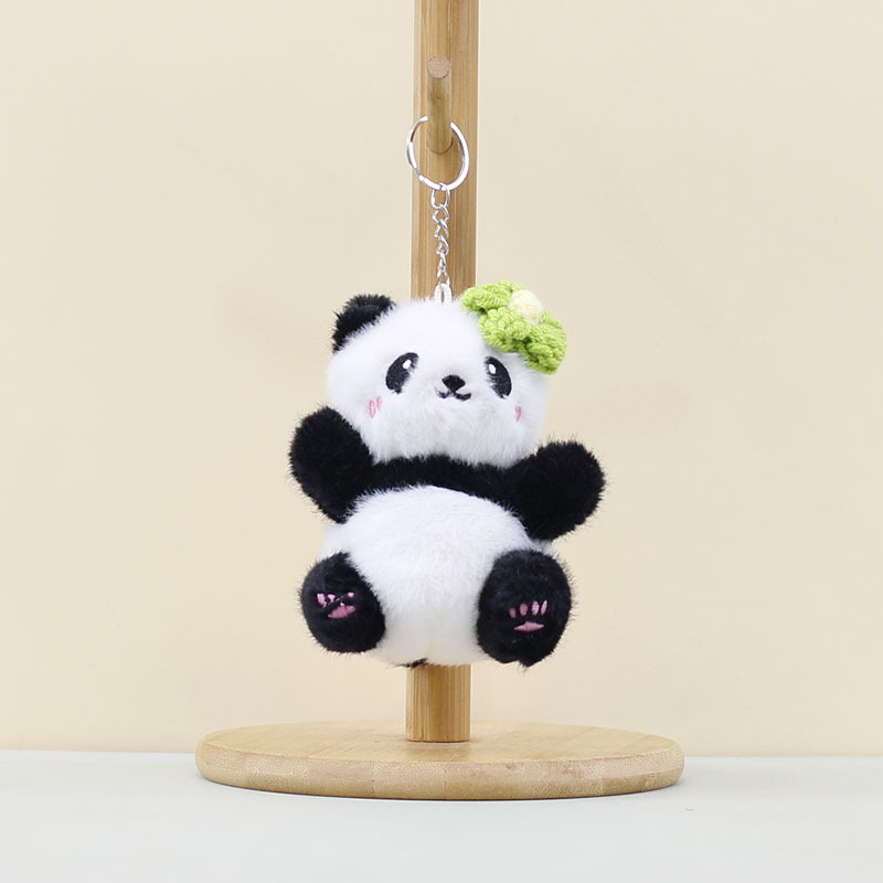 Cute head flower red panda pendant, plush toy, panda doll, schoolbag pendant, keychain, doll Application Scenario