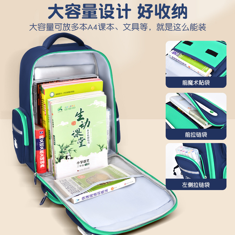 2024 New Primary School Students' Spine Protection Schoolbag England 1-3-6 Grade Load Reduction Children Large Capacity Waterproof Backpack Specification drawing