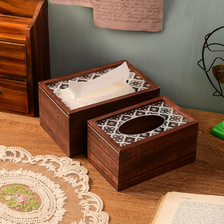 海棠花玻璃纸巾盒木质纸巾收纳盒送客户木质抽纸礼品盒创意纸巾盒