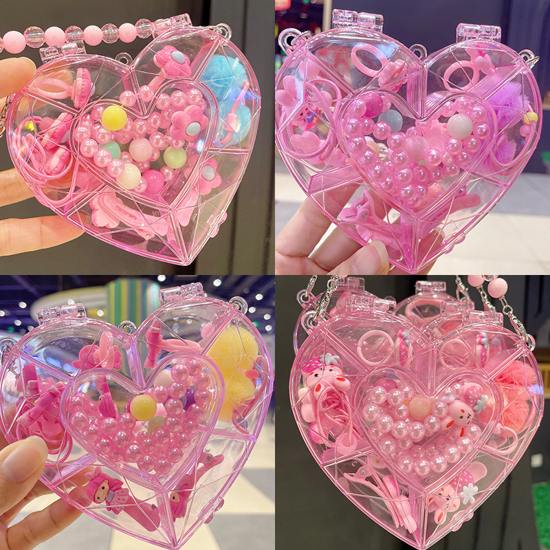 New Children's Jewelry Set Little Girl Love Princess Handbag Children's Hair Accessories Gift Box Set