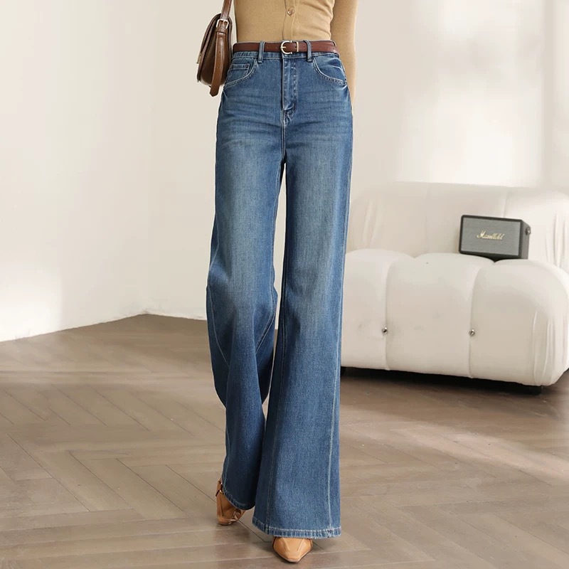 Fan Siyu 2025 Spring/Summer Women's vintage high-waisted jeans that make you look petite, large-sized stretch and form-fitting flared pants details Picture