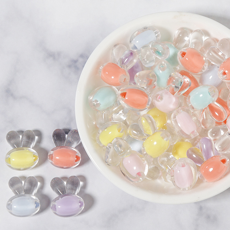 Factory direct sales of acrylic transparent candy-colored flower heart beads within beads diy bracelet beads, string beads, transparent loose beads Specification image