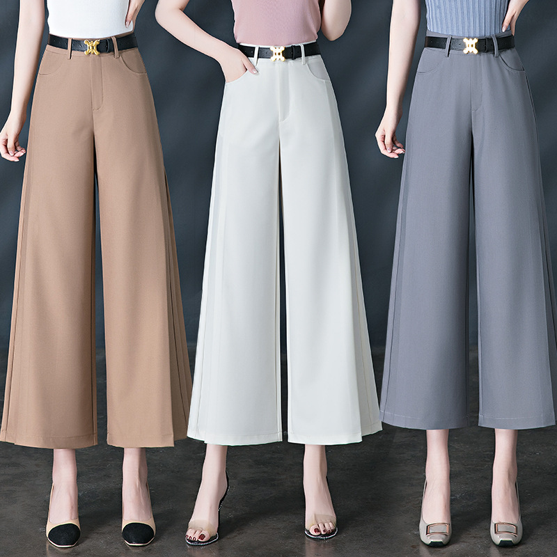 Women's wide-leg pants 2024 new spring large-sized thin style middle-aged mom nine-inch pants loose casual skirt pants