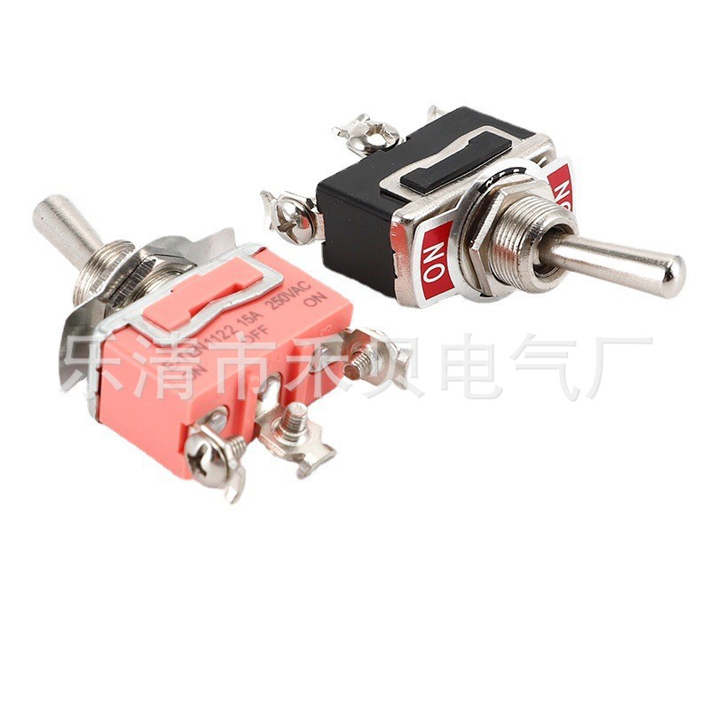 Three-position 12MM toggle switch E-TEN1122 15A3 pin 3-position rocker arm toggle switch screw pin waterproof cap Specification image