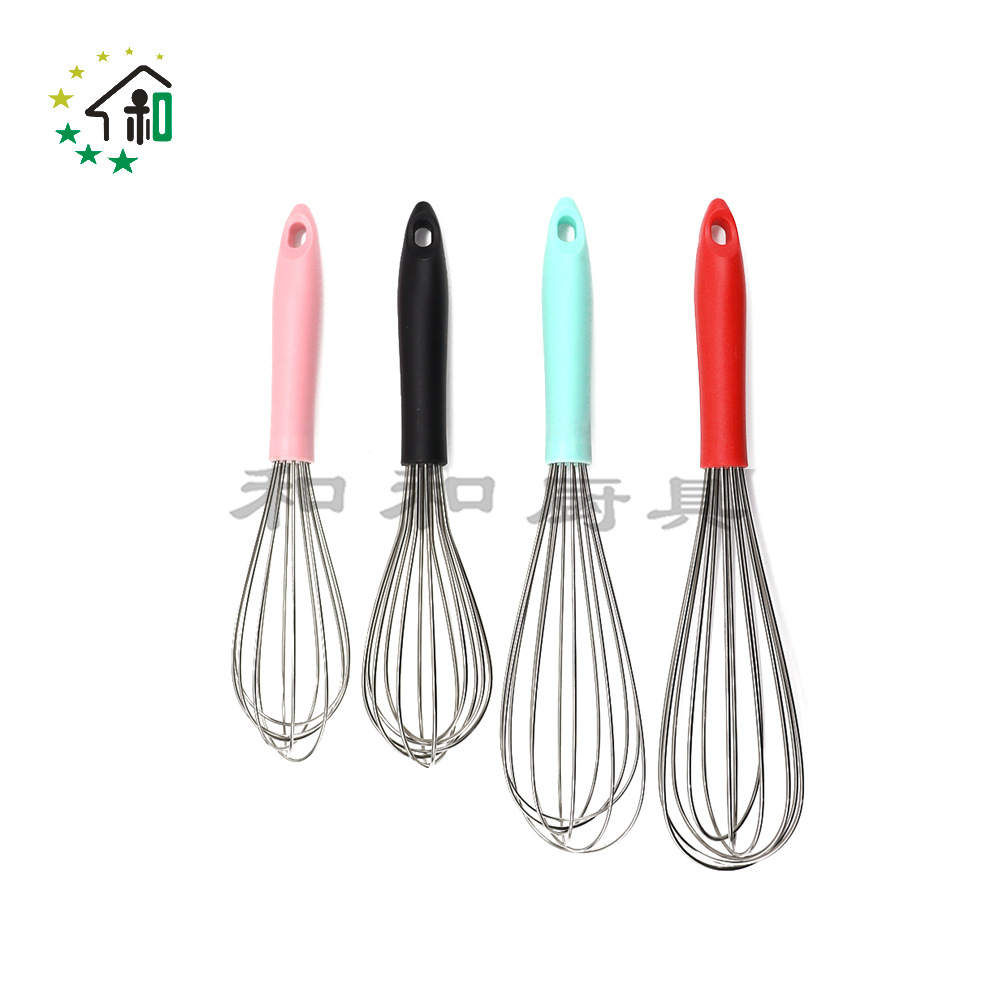 10 "12" hand-held stainless steel whisk Silicone household mini egg whisk Cream whisk Item Picture