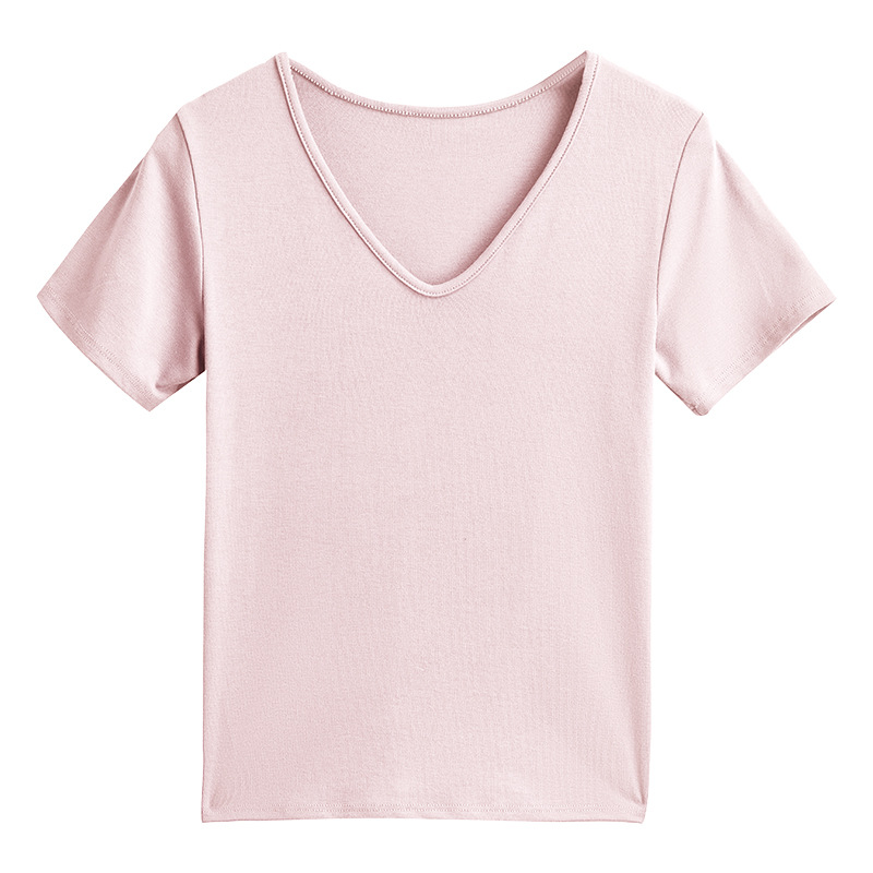 2024 New loose V-neck off-the-shoulder short-sleeved T-shirt for women, large-sized summer T-shirt with a high-end feel, covering the belly T-shirt Item Picture