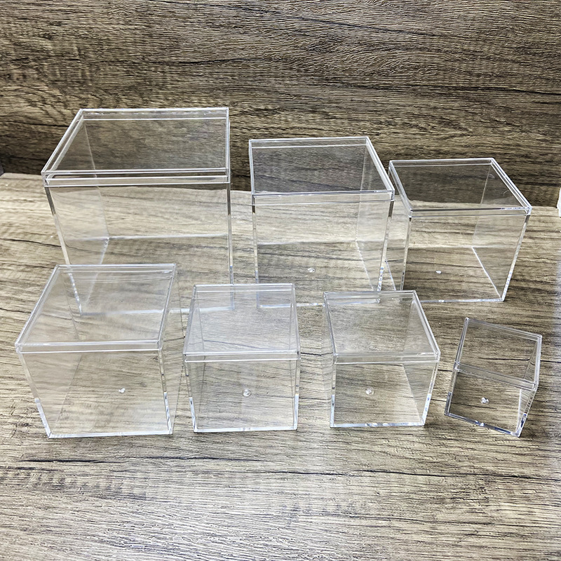 透明塑料盒子 正方形天地盖亚克力皮筋收纳盒PS包装糖果盒 透明盒详情图2