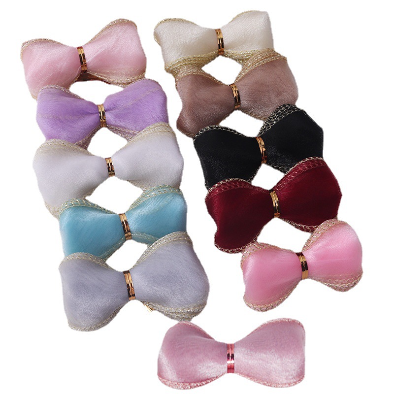 4cm colorful gauze ribbon flower gift, bow chiffon ribbon souvenir, wave fishtail gauze ribbon flower shop Item Picture