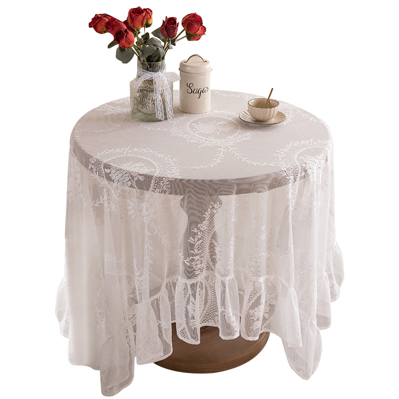 Wholesale and consignment of new cross-border lace tablecloths, fresh, romantic and retro style round table cloths and rectangular table tablecloths Item Picture