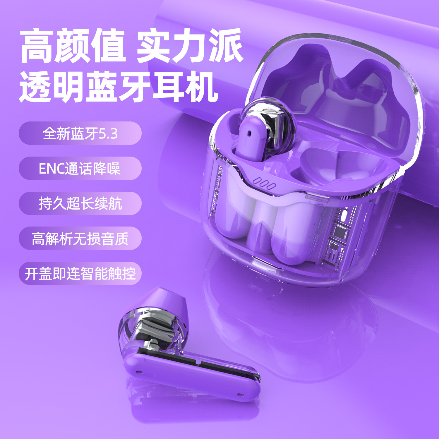 The new cross-border F40 wireless Bluetooth 5.3 semi-in-ear gaming headset with intelligent digital display ENC call noise cancellation