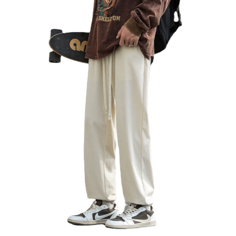Autumn new casual pants, men's tapered nine-inch pants, loose Korean-style corduroy pants for teenagers, best-selling sweatpants, straight-leg pants Item Picture