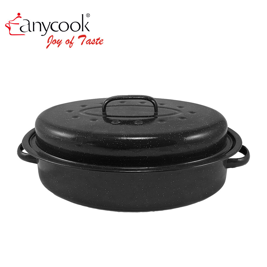ANYCOOK Anycook家电搪瓷烤箱BBQ火鸡锅 小家电麦饭石多功能不粘锅烤肉架oval roaster