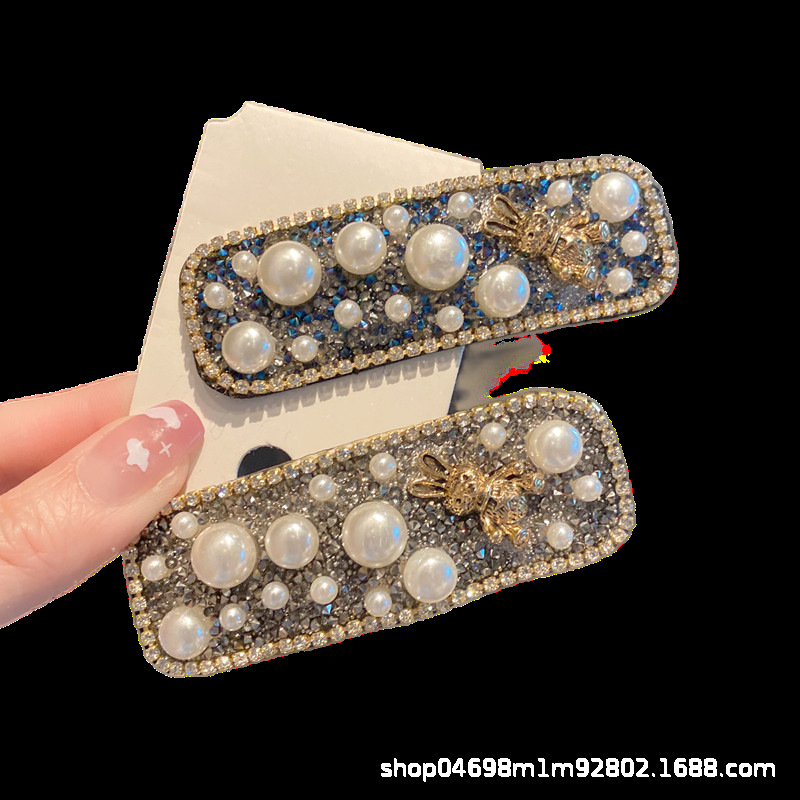 Industrial Air Rhinodrill Hair Clip With Superior Sense Bangs Broken Hair Card Net Celebrity Girl Edge Clip Temperament Bb Clip Pearl Pair Clip