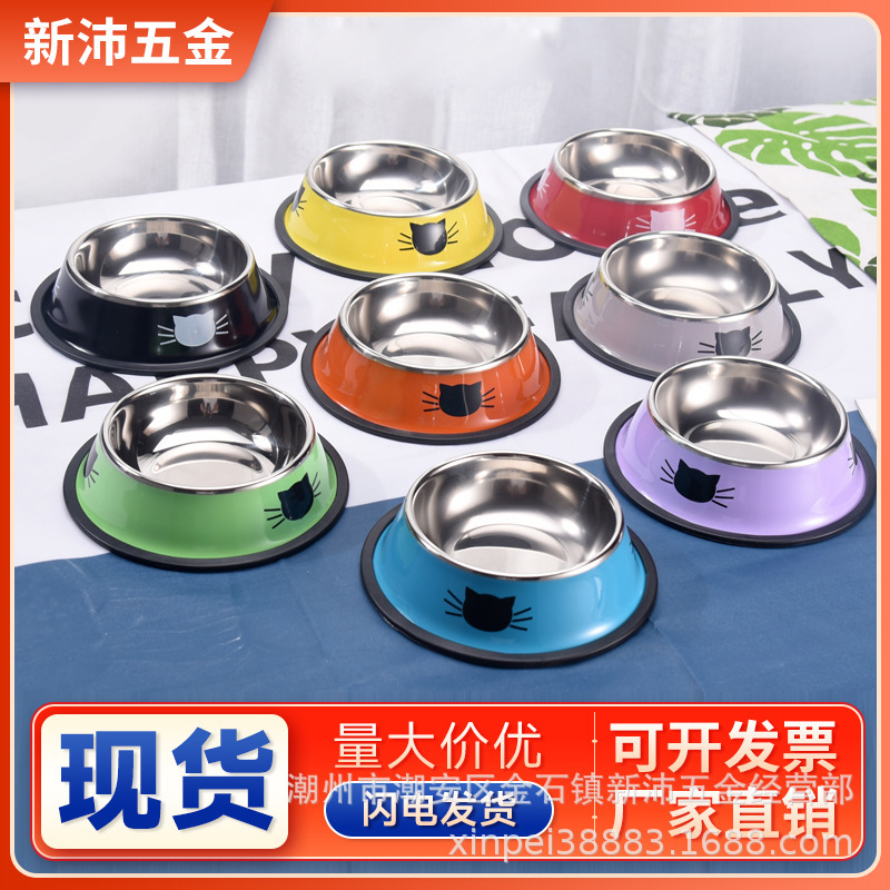 Hot-selling pet supplies: Stainless steel cat bowls, anti-knock and easy to clean, large dog rice bowls, food bowls, pet bowls wholesale Specification image
