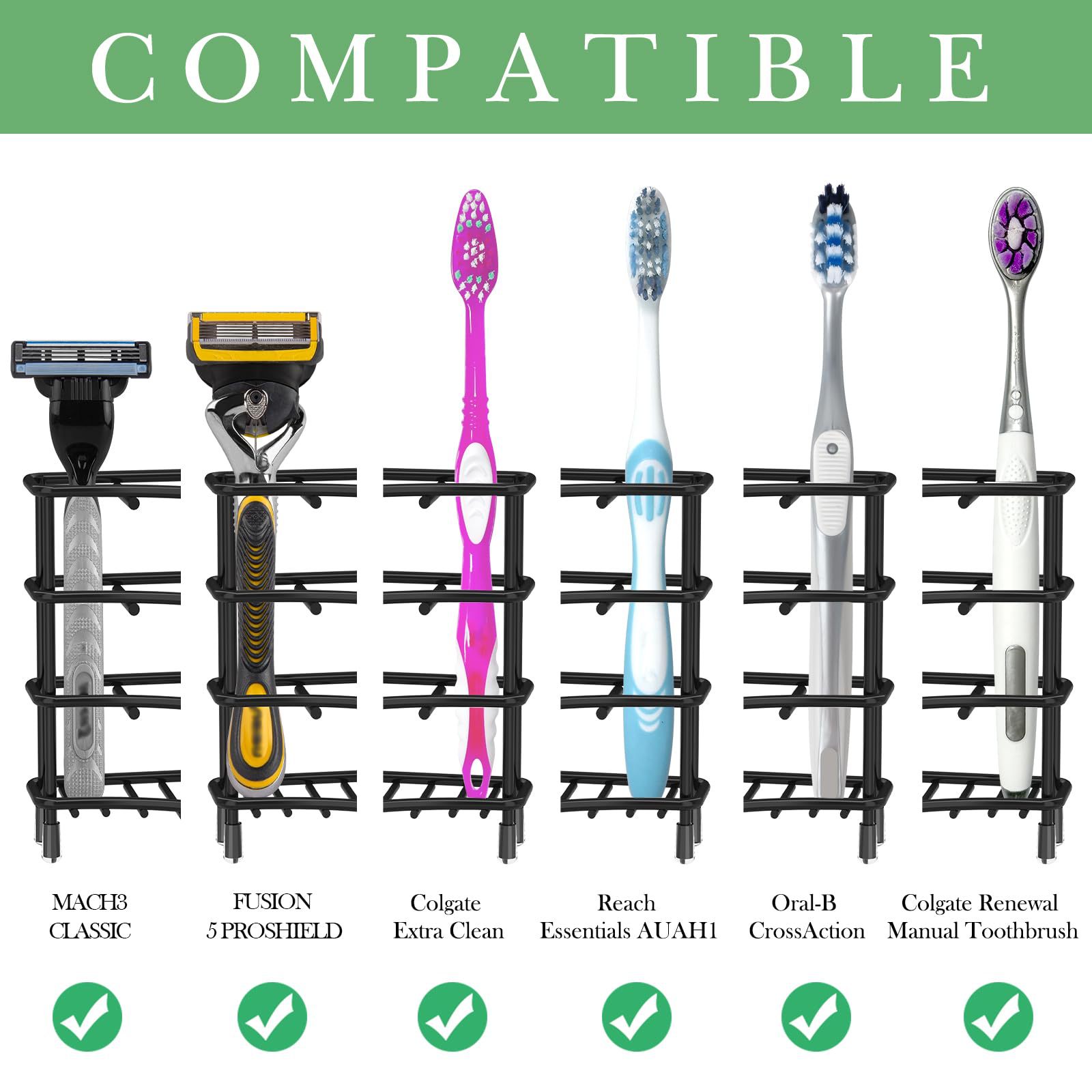 Wall-mounted toothbrush rack, no need for drilling, bathroom brushing cup storage, mouthwash cup, wall-mounted toothbrush cup rack, iron details Picture
