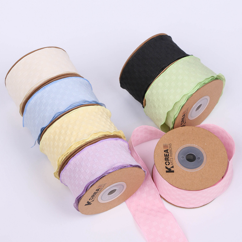 Korean-style lace, pleated, checkered, hairpin, bow, bouquet decoration, fresh flowers, floral art packaging, ribbon, black fungus, edge gauze Item Picture