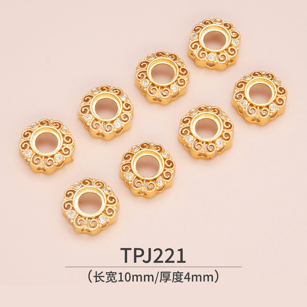 铜镀18K金强保色宝石底托吊坠古法沙金空托项链半成品配件饰品详情7