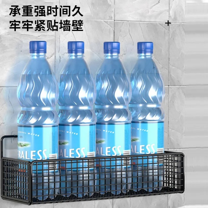 Bathroom toilet storage shelf perforation-free toilet toilet washbasin wall kitchen storage bath wall mounted details Picture