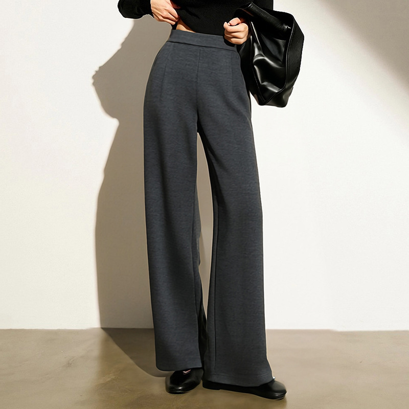 Lazy style, wool casual style, high-waisted long pants, wide-leg pants, straight-leg pants, new sweatpants, casual pants for women in autumn and winter details Picture