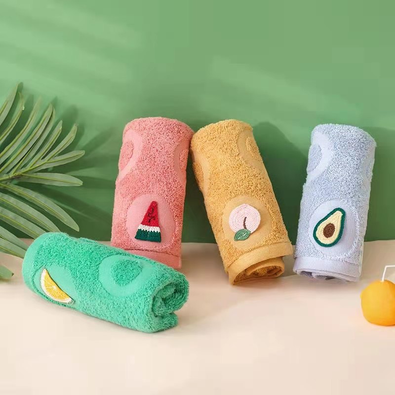 Forsweet Cotton Towel Stick Cloth Jacquard Lovely Fruit Absorbent Soft Bright Gift Home Student Face Towel New Specification drawing