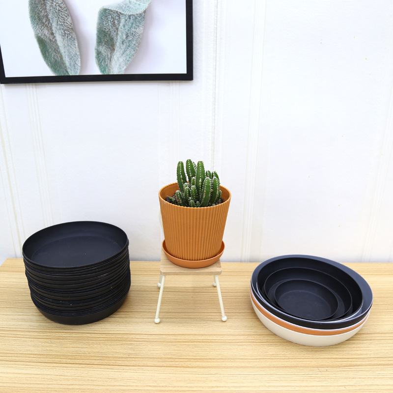 厂家直供 圆形塑料花盆搭配托盘加厚新料底托 pp材质圆形托盘详情图3