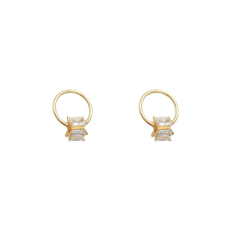 Korean-style design circle zircon stud earrings for women, a light luxury, high-end, fashionable and individual look, cold and elegant style earrings Item Picture