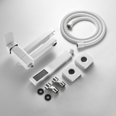 All Copper White Bathtub Faucet Cold And Hot Water Simple Hanging Wall Mixing Valve Open Installation Shower Shower Waterfall Faucet Application Scenario