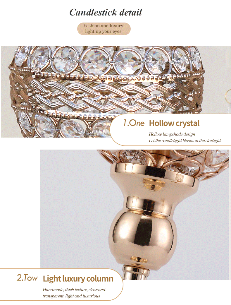 Cross-border for European crystal candlestick wedding site decoration ornaments home decoration dress up holiday gifts Specification drawing