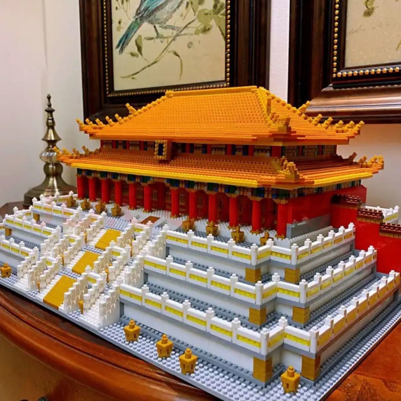 国潮故宫太和殿榫卯积木玩具男孩拼装拼图立体中国风古建筑模型