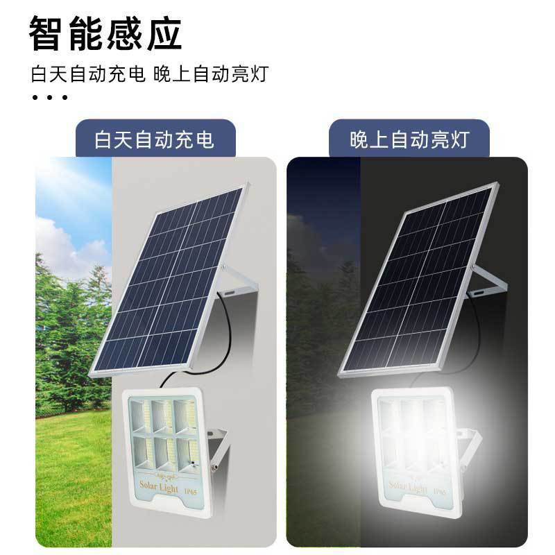 New type solar floodlight, outdoor waterproof garden sensor light, LED high-power split solar lighting lamp Specification image