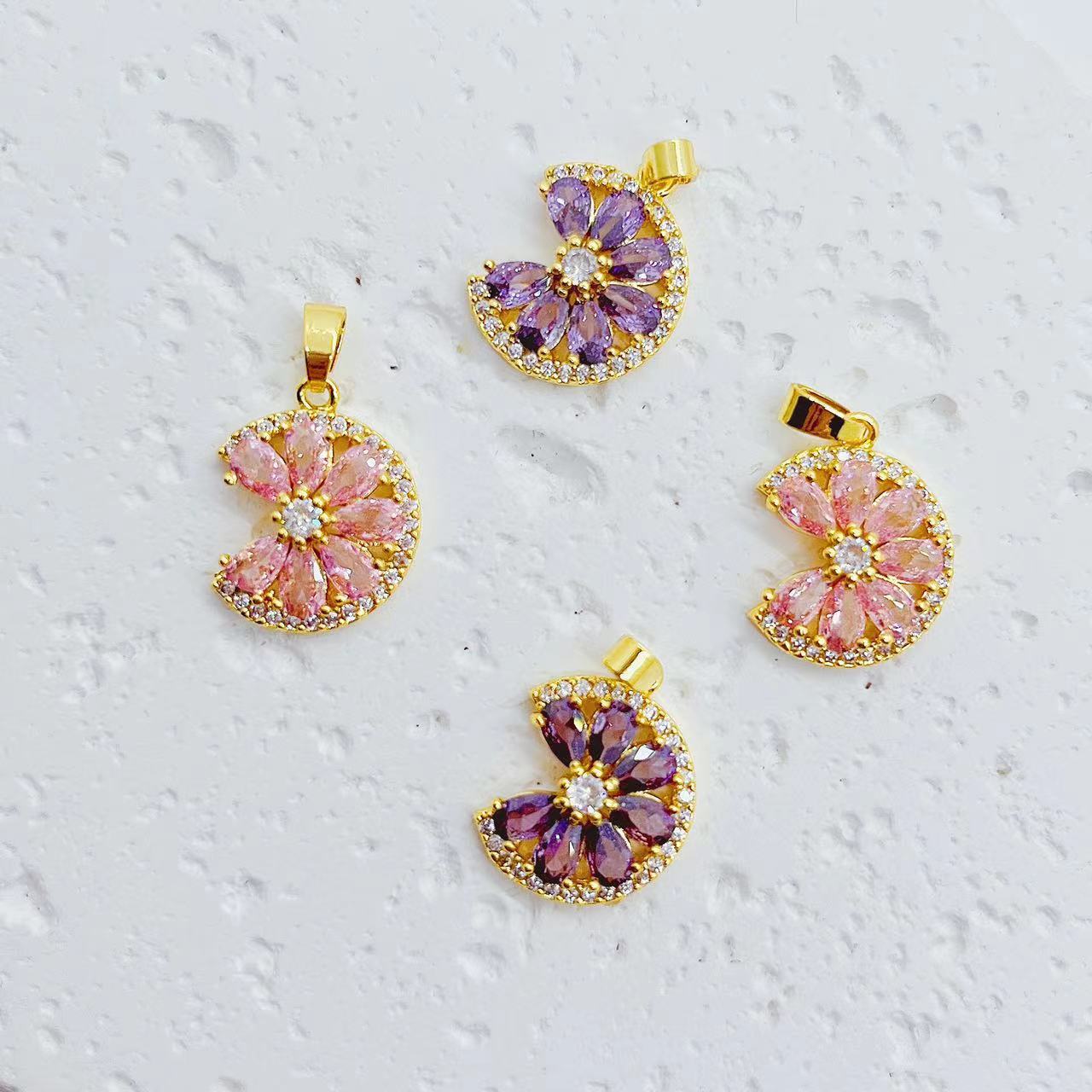 New fresh and cute orange pendant with a niche design, versatile and fashionable, micro-inlaid zirconium DIY accessory wholesale cross-border version