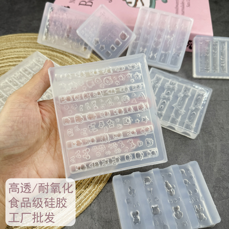 网红指甲模具手工美甲工具透明硅胶花朵卡通蝴蝶结膜具紫外线耐温