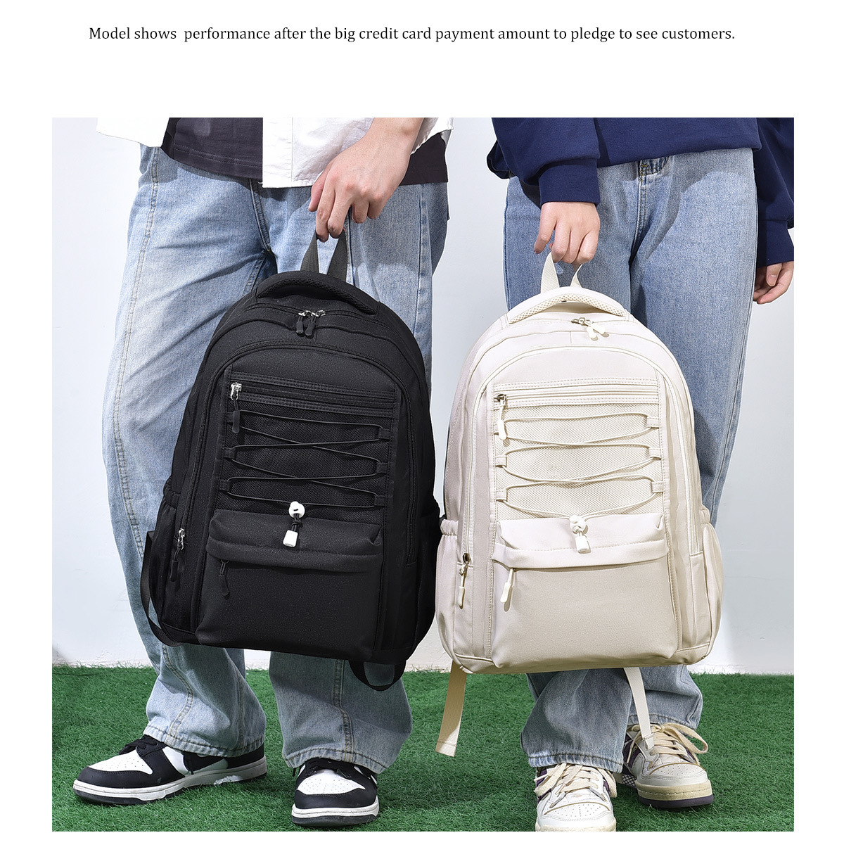 飞莎休闲简约学生书包男加厚蜂巢背包防泼水牛津布双肩包女可印lo详情17