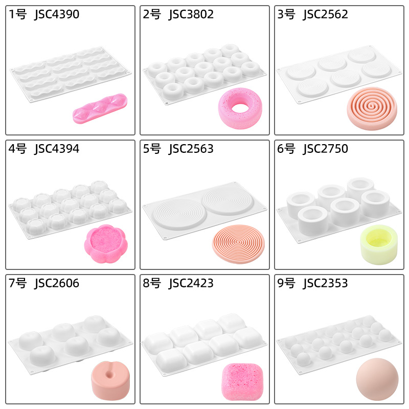 Rectangular best-selling mousse silicone cake mold, circular shape, easy to demold, high-temperature resistant baking silicone mold details Picture