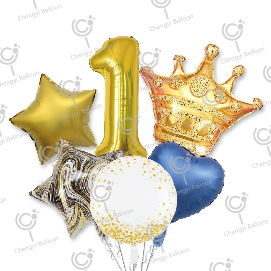 Cross-border Crown Digital Aluminum Film Balloon Set for Children's birthday theme decorative background balloons Specification image