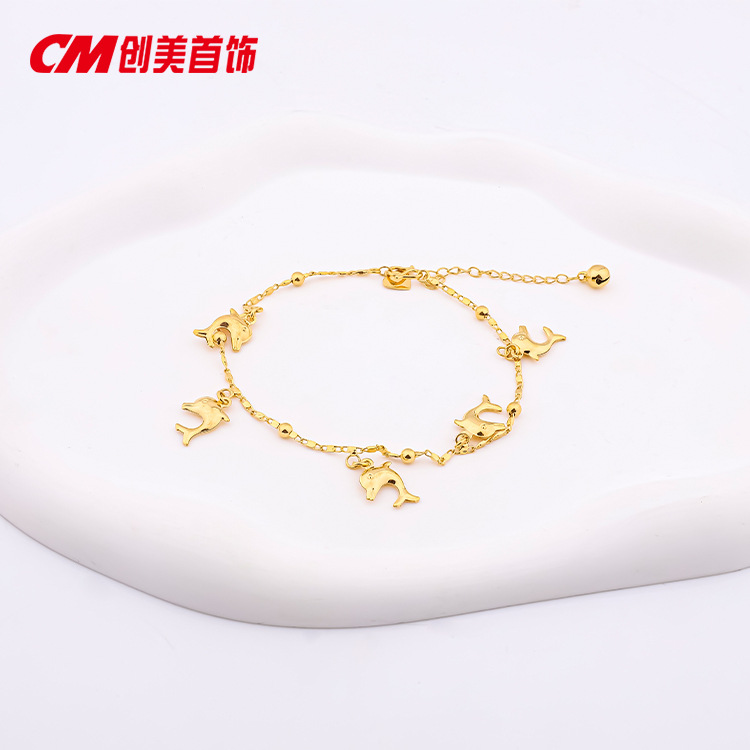 The new 24K gold-plated alloy ankle jewelry from Chuangmei features a simple and fashionable European and American design. It is a niche product for girls Item Picture