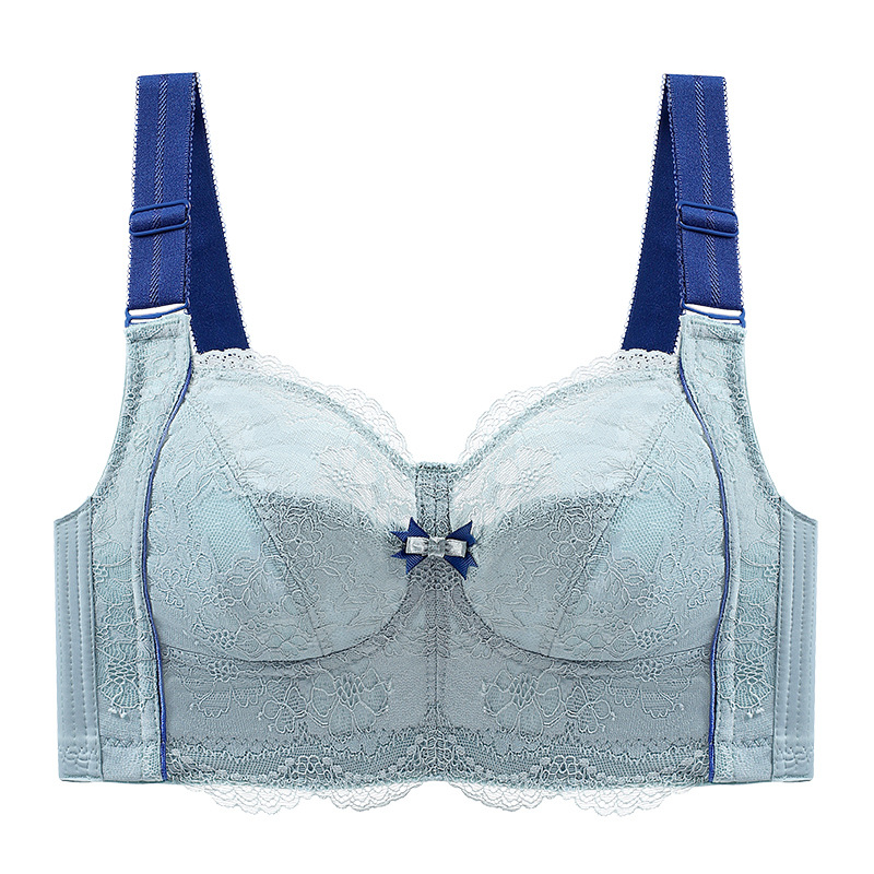 Large-sized full-cup comfortable and breathable pure cotton tight-fitting bra, with a large bust and a small lace side retraction accessory, adjustable type bra Item Picture