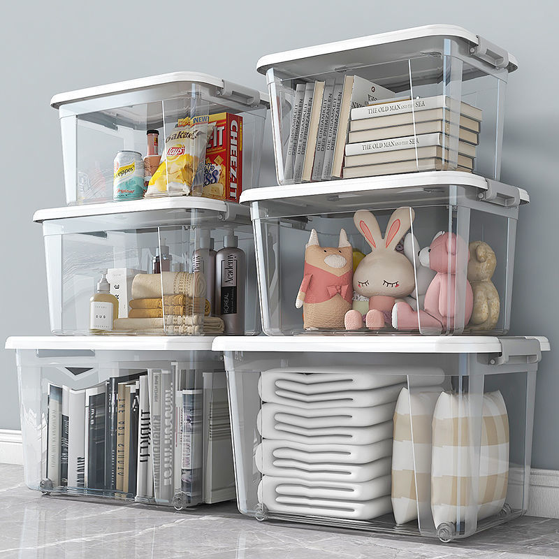 Storage Box Household Storage Box Transparent Sundries Toy Storage Box Large Clothes Organizer Box Snack Plastic Wholesale