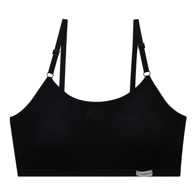 Girly vest Thin shoulder strap Breathable mesh underwear women's cotton inner anti-slip fixed cup student bra Item Picture