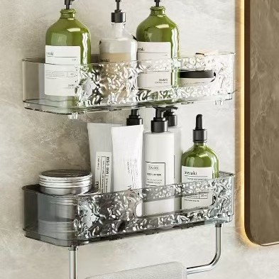 Water ripple bathroom storage rack, no need for drilling, wall-mounted, bathroom wall storage, washbasin, cosmetics storage full figure