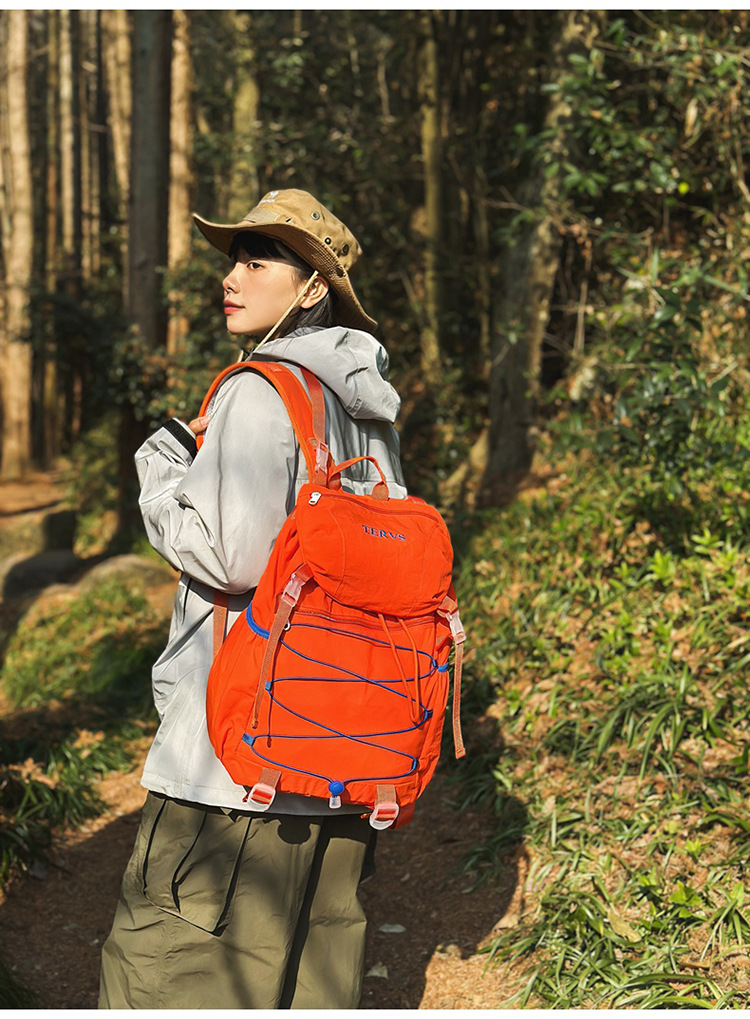 跨境双肩包男轻便登山包抽绳大容量户外旅行双肩包女大学生书包女详情15