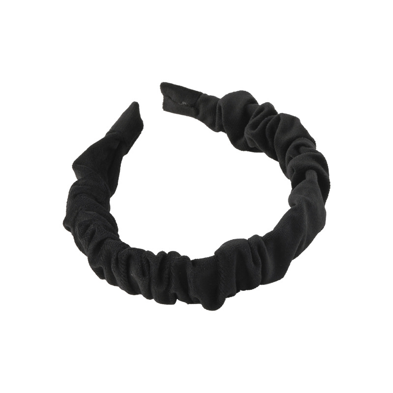 French elegant black hairband, sweet pearl braided hairpin, knitted height-increasing headband, wide-edge hairpin for women Item Picture